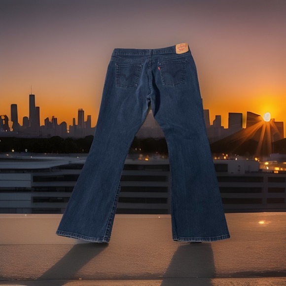 Levis 515 Jeans Womens Western Size 14 M Bootcut Stretch  Dark Wash Black Y2K - Picture 3 of 4